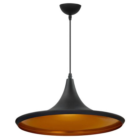 светильник подвесной DE FRAN Sirius 1х60Вт E27 алюминий графит+золото широкий