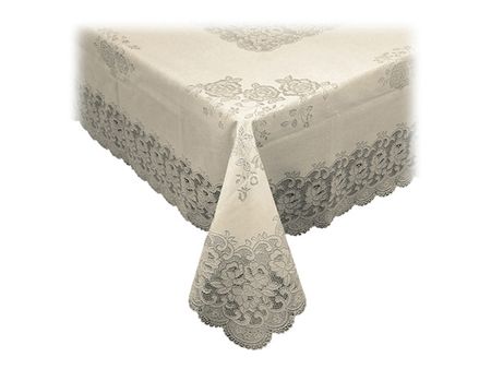 скатерть ПВХ ажурная TOWA 140х200см Виктория/Victoria бежевая, арт.5178
