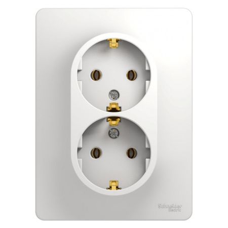 розетка 2 поста SYSTEME ELECTRIC Glossa с/з белый sinotimer tm519 электронная цифровая розетка с таймером 220в