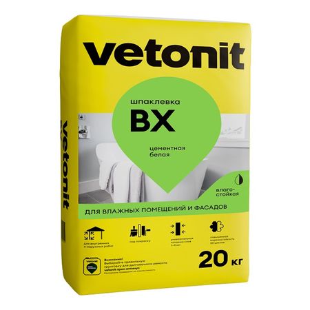 шпатлевка цементная VETONIT VH белая финишн. влагост. 20кг крюк для велосипеда   20кг