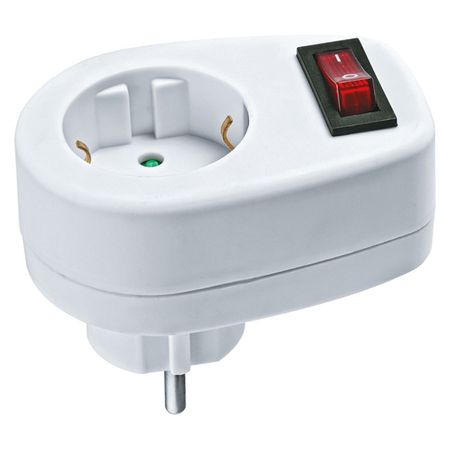 переходник NAVIGATOR с/з и выключателем белый разъемов tlzwla pj209 10 шт