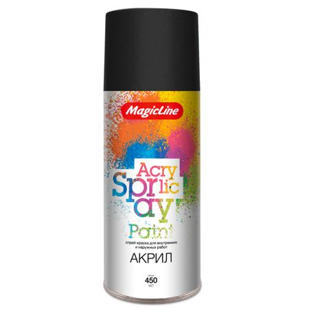 краска аэрозольная MAGIC LINE акриловая 265г черная матовая #010, арт.ML010