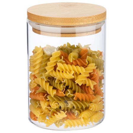 банка для продуктов MALLONY Bambu 0,6л круглая стекло, бамбук, силикон банка для продуктов todelia simplicity 1 6л круглая стекло пробка силикон