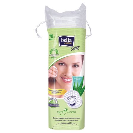 диски ватные BELLA Care 70шт с экстрактом алоэ, круглые