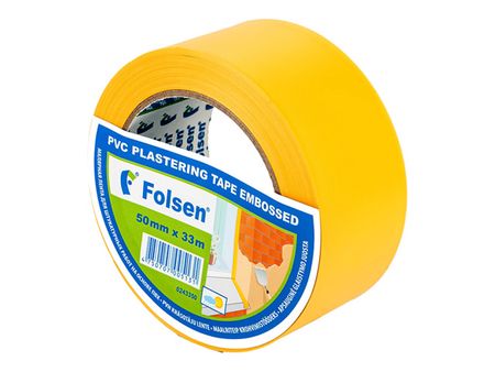 лента малярная Folsen 50мм x 33м желтая PVC, арт.0243350 stonego алмазные сверла для плитки 10 шт 3мм 50мм