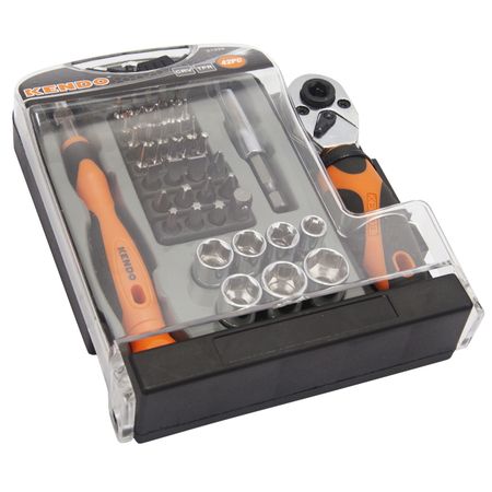 отвертка с трещоткой KENDO 42предмета отвертка kendo torx 4 0х100мм t10