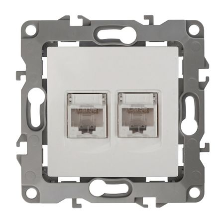 розетка компьютерная 2 пост ЭРА серия 12 ERJ45 белый колпачки разъемов rj45 famcdi много ные