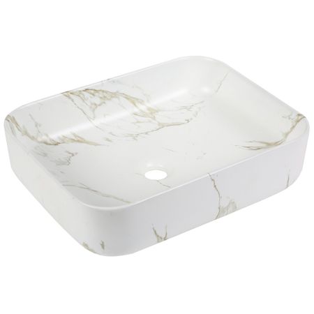 раковина накладная VITARTA Tayra 50см прямоугольная белый мрамор