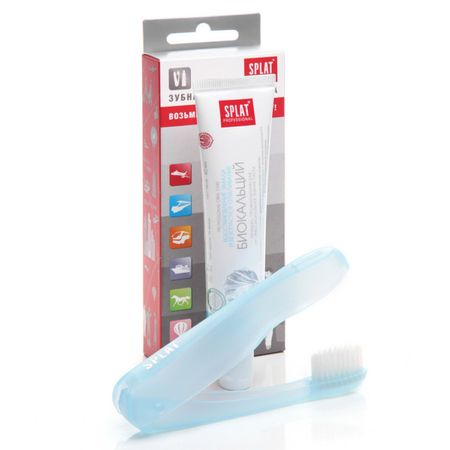 набор дорожный SPLAT: паста зуб. Биокальций 40мл + щетка зубная складная пародонтоцид зубная паста 50 мл