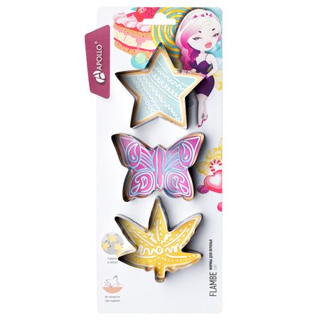 набор форм APOLLO Flambe 3шт для печенья нерж.сталь формочки для печенья с котом pla