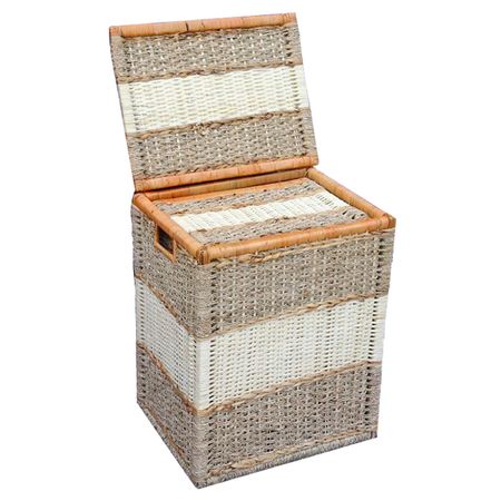 сундук для белья 470x370x580мм ротанг/водоросли/дерево