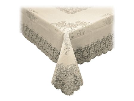 скатерть ПВХ рулонная ажурная TOWA 140х200см Виктория/Victoria бежевая, арт.4057