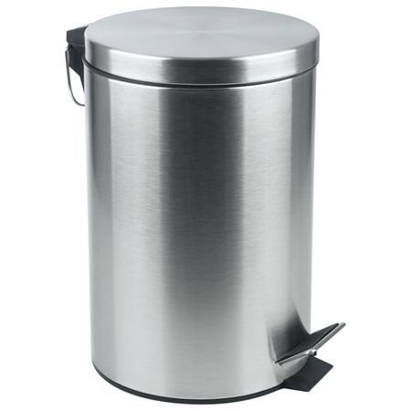контейнер для мусора РЫЖИЙ КОТ 12л с педалью круглый нерж.сталь, пластик хром
