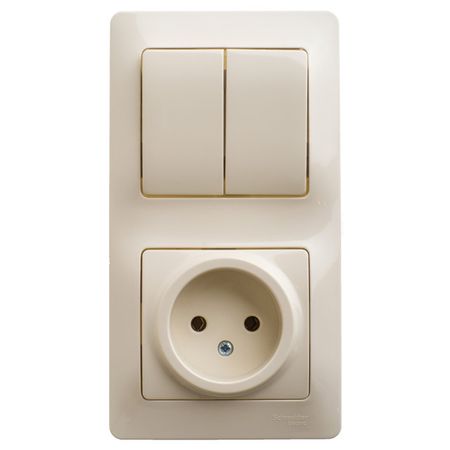 блок 2-клавишный выключатель и розетка SYSTEME ELECTRIC Glossa б/з бежевый блок 3 клавишный выключатель и розетка schneider electric glossa c з