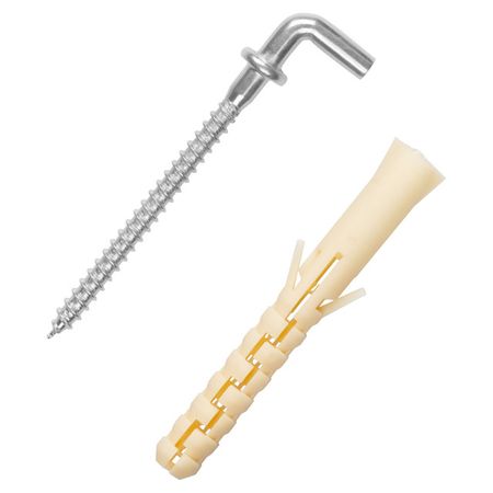 шуруп-крюк L-образный 4,5х68мм с манжетой с дюбелем 2шт шуруп крюк 6х60 hook 6 x60 mp