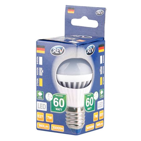 лампа светодиодная REV 7Вт E27 560лм 4000K 220В шар G45 индикаторная лампа стробоскоп dianqi 12в 24в 220в
