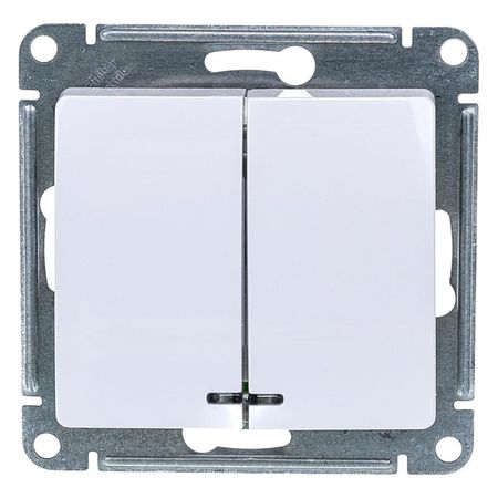 выключатель 2-клавишный SYSTEME ELECTRIC Glossa с индикацией белый выключатель 2 клавишный schneider electric glossa с индикацией титан