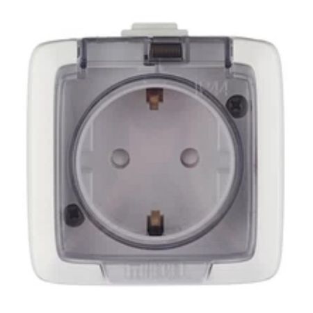 розетка 1 пост HEGEL Alfa IP44 с заземлением с/к с/ш белый трех ная флейта для alfa romeo stelvio giulia 159 156 giulietta 147 mito spider gt