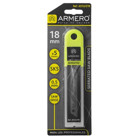 лезвие для ножа ARMERO сегментное 18мм 5шт с зубцами
