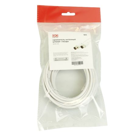 удлинитель ТВ GODIGITAL 3611D-05 штекер-гнездо 5,0м бел. 1 шт rg58 uhf pl259 штекер к bnc штекер rf коаксиальный разъем косичка перемычка новый 6 дюймов 5 м