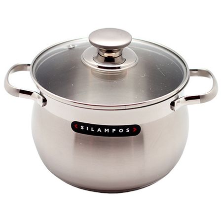 кастрюля SILAMPOS Роял 2,3л 16см нерж.сталь стеклянная крышка индукция
