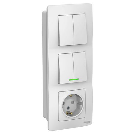 блок SYSTEME ELECTRIC BLANCA выключатель 4-клавишный с индикацией / 2-клавишный выключатель /розет