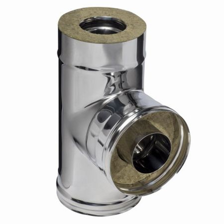 тройник дымохода с изоляцией угол 90 град ф115х200мм AISI 430