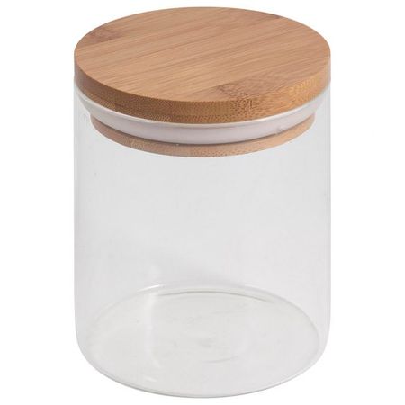банка для продуктов MALLONY Bambu 0,45л круглая стекло, бамбук, силикон банка для продуктов todelia simplicity 1 6л круглая стекло пробка силикон