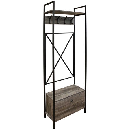 вешалка с ящиком 600х300х2000мм сосна пасадена металл/ЛДСП стол журнальный home м86 340х300х610мм сосна пасадена