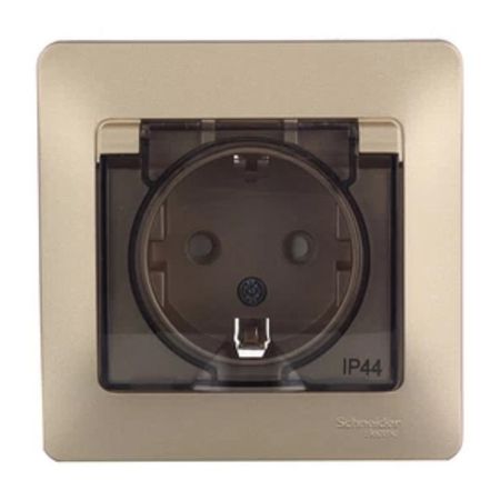 розетка 1 пост SYSTEME ELECTRIC Glossa IP44 с/з с/к с/ш титан умная водонепроницаемая розетка avoir ip66 220в