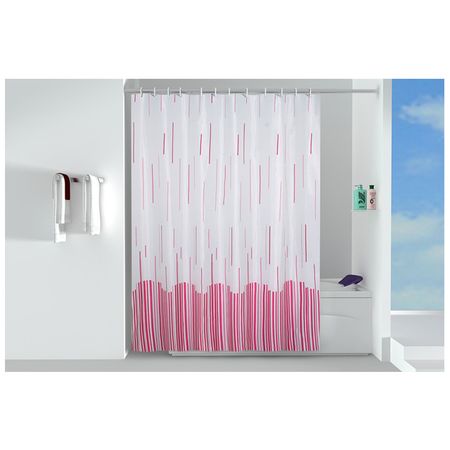 занавеска для ванной OFELIS Штрихи 180х200см полиэстер красный