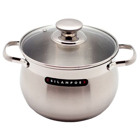 кастрюля SILAMPOS Роял 4,1л 20см нерж.сталь стеклянная крышка индукция