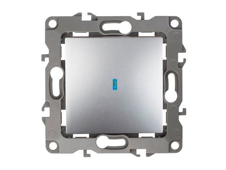 выключатель 1-клавишный ЭРА серия 12 с индикацией алюминий выключатель 2 клавишный эра   12 с индикацией алюминий