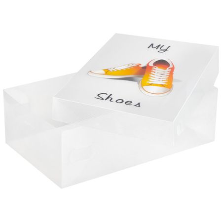 коробка РЫЖИЙ КОТ 33х20х13см 8,5л для хранения обуви пластик с крышкой прозрачные водостойкие сумки для хранения обуви