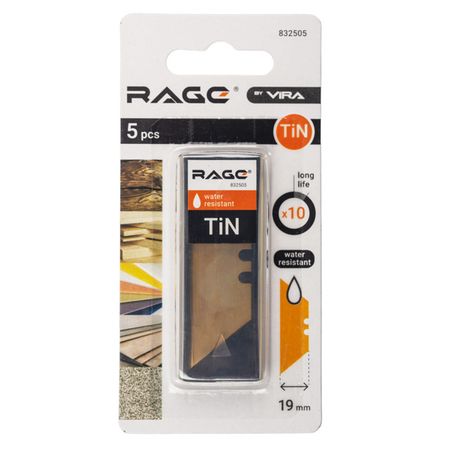 лезвие для ножа RAGE by VIRA трапециевидное 19мм 5шт титан покрытие лезвие для ножа rage by vira сегментное 18мм 5шт титан покрытие