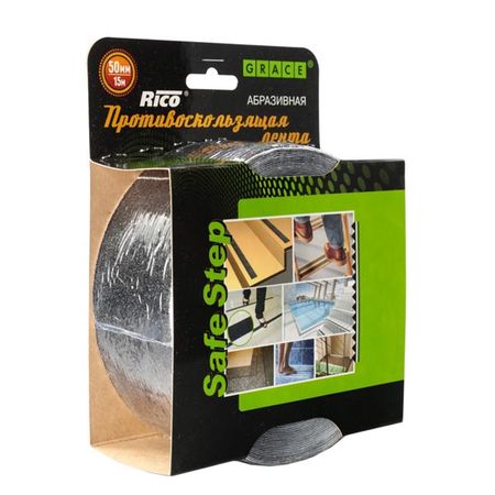 лента противоскользящая RICO 50мм рул.15м чёрный с клеем средняя зернистость stonego алмазные сверла для плитки 10 шт 3мм 50мм