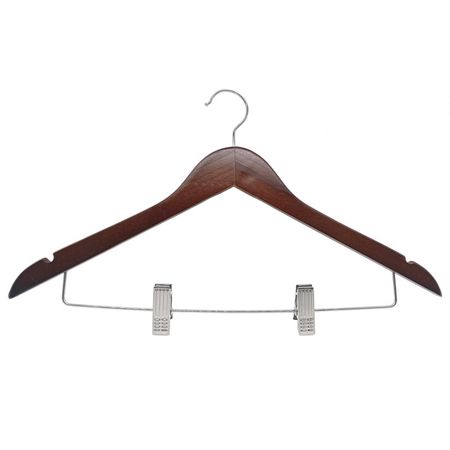 вешалка TODELIA 45см для верхней одежды,жакетов,юбок дерево с зажимами цвет темный орех сучкорез 45см