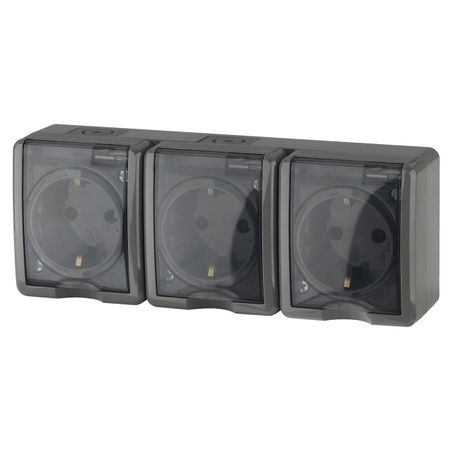 розетка 3 поста ЭРА Эксперт IP54 с заземлением серый зажим для крышки бардачка ручка замка в сборе для suzuki sx4 swift 2007 2013 серый 7343063 j02p4z 7343063 запасные части j02v6n