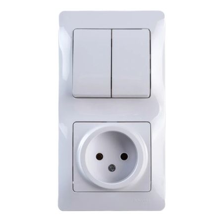 блок 2-клавишный выключатель и розетка SYSTEME ELECTRIC Glossa б/з белый блок 3 клавишный выключатель и розетка schneider electric glossa c з