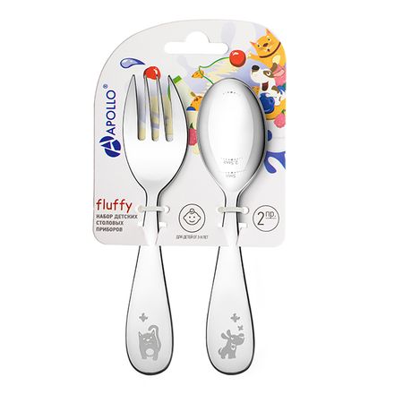 набор столовых приборов APOLLO Fluffy 2 предм. детский нерж.сталь поднос apollo teatro 23х9см прямоугольный нерж серебристый