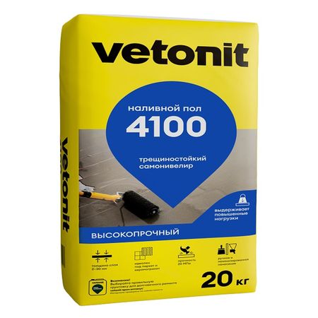 ровнитель для внутр.работ VETONIT 4100 высокопрочный ручн. машинн. 20кг крюк для велосипеда   20кг