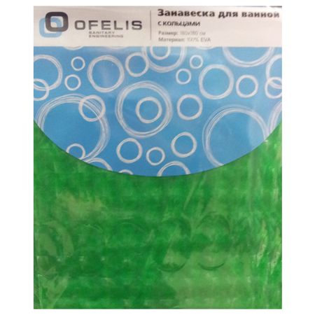 занавеска для ванной OFELIS 180х180см peva  Цвет 3D зеленый