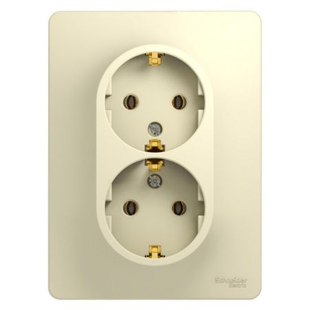 розетка 2 поста SYSTEME ELECTRIC Glossa с/з бежевый умная водонепроницаемая розетка avoir ip66 220в