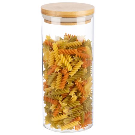 банка для продуктов MALLONY Bambu 1,3л круглая стекло, бамбук, силикон банка для продуктов todelia simplicity 1 6л круглая стекло пробка силикон