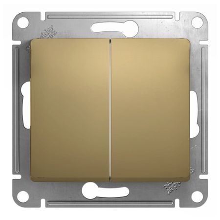 выключатель 2-клавишный SYSTEME ELECTRIC Glossa титан переключатель 1 клавишный schneider electric glossa титан
