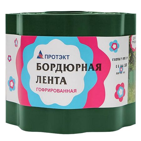 лента бордюрная ПРОТЭКТ гофра 15см зелёная 9м лента бордюрная протэкт гофра 15см зелёная 9м