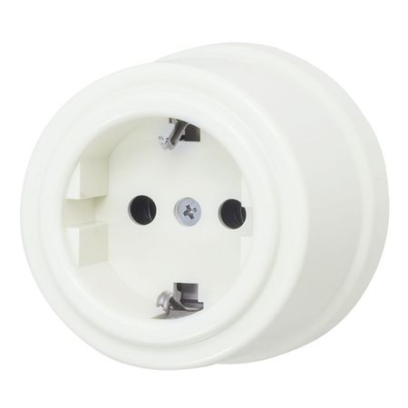 розетка 1 пост BIRONI Лизетта с заземлением слоновая кость