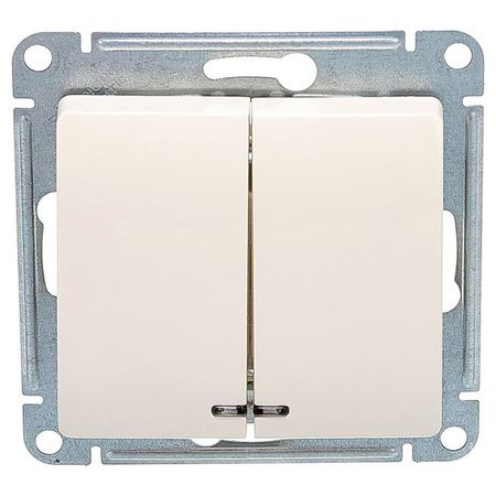 выключатель 2-клавишный SYSTEME ELECTRIC Glossa с индикацией бежевый выключатель 2 клавишный schneider electric glossa с индикацией титан