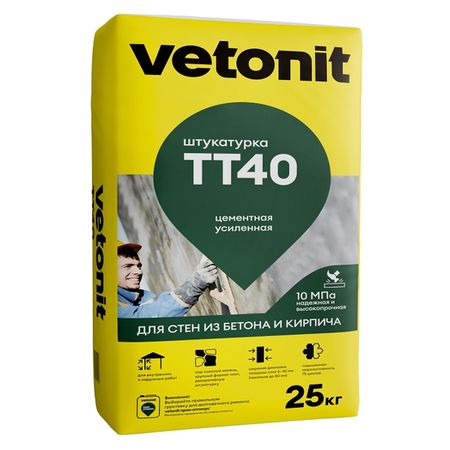 штукатурка цементная для внутр. и наруж.работ VETONIT TT40 универс. 25кг ранавексим пор наруж 10 гр