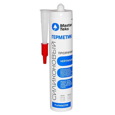 герметик силиконовый MASTERTEKS нейтральный 290мл прозрачный, арт.9610062/9612904 герметик силиконовый masterteks для аквариумов 290мл арт 9613260